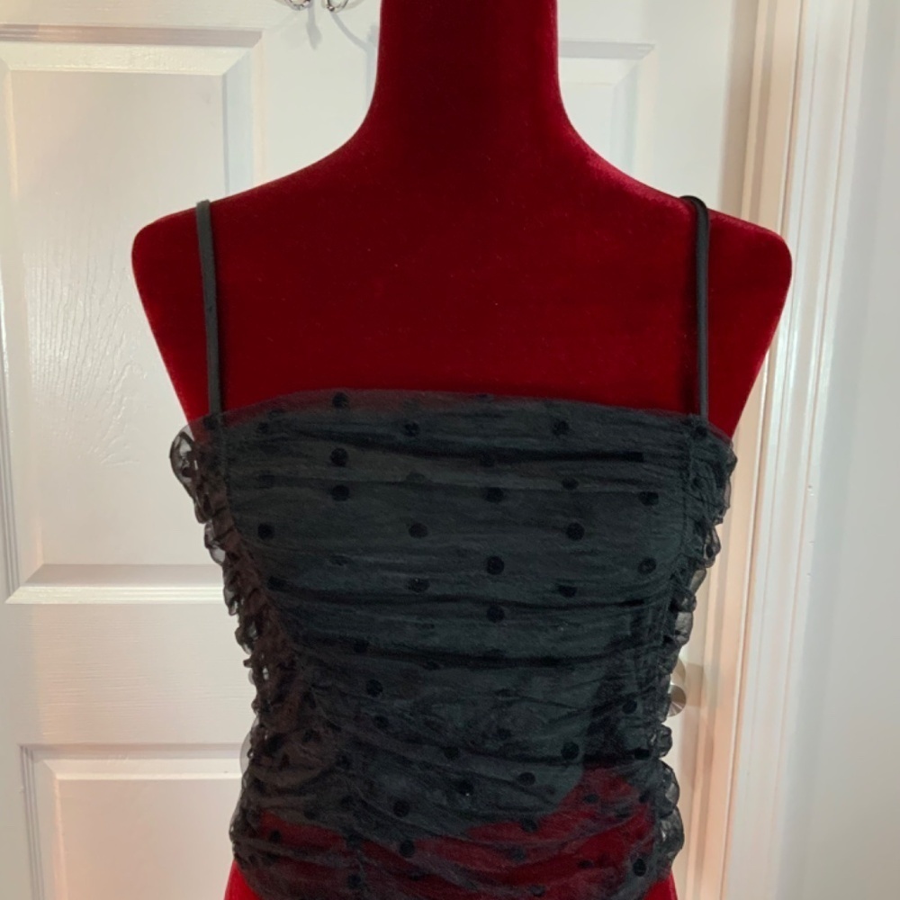 Rachel Zoe Mesh Black Polka Dot Cami Top Size Small New - Picture 3 of 10